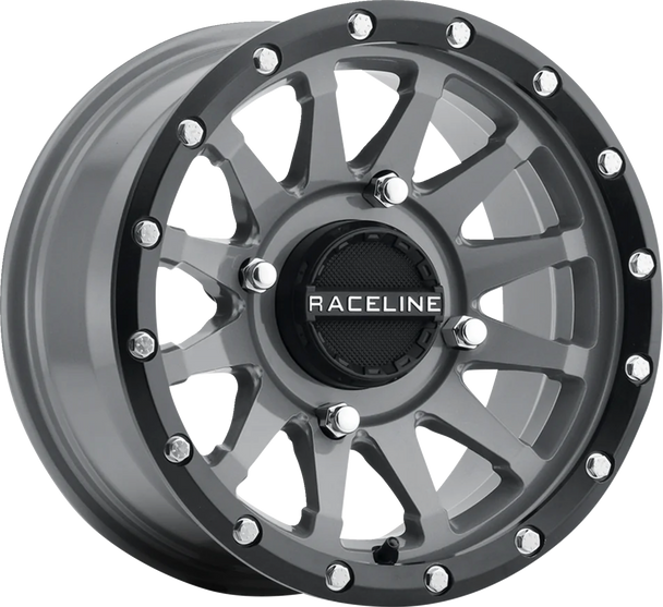 RACELINE WHEELS Wheel - Trophy - Simulated Beadlock - Front/Rear - Stealth Gray - 14x7 - 4/110 - 5+2 (+10 mm) A95SG-47011+10