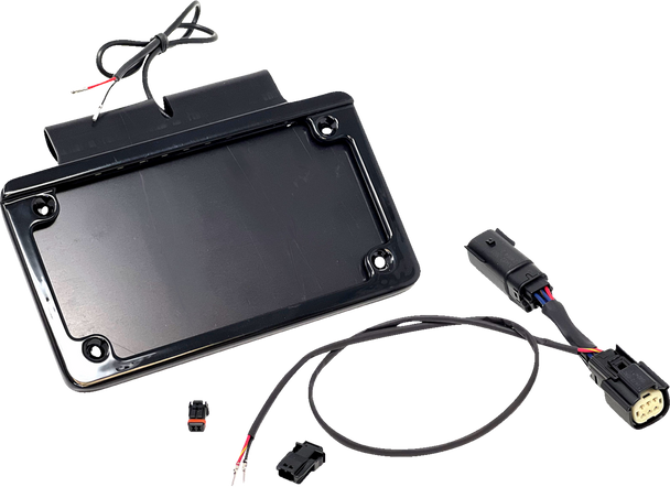 NAMZ Saddlebag Tag Holder w/ Illuminated License Plate Frame - '14 FLHT NIBTH-B03
