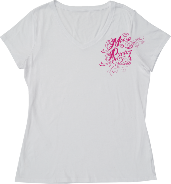 MOOSE RACING Women's Flourish Script T-Shirt - White - Large 3031-4290