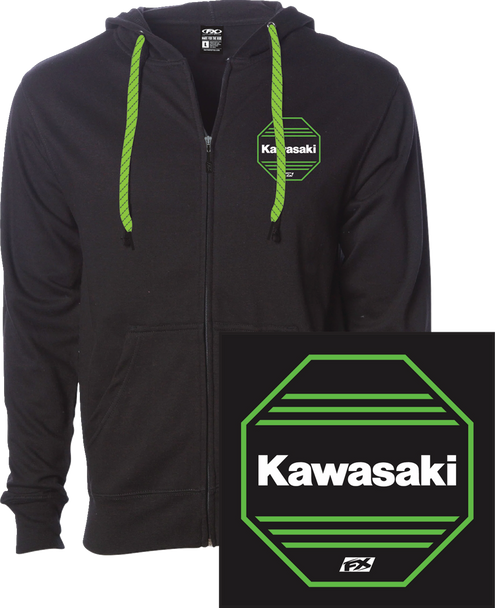FACTORY EFFEX Kawasaki Octagon Zip-Up Hoodie - Black - XL 28-88156