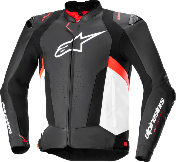 ALPINESTARS Missile v3 Leather Jacket - Black/White/Red Fluo - US 42 / EU 52 3100125-1231-52