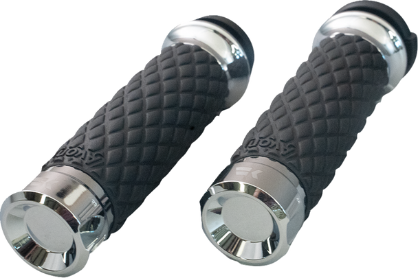 KHROME WERKS Klassic Grips - Custom Contour - Diamond - Chrome 500305