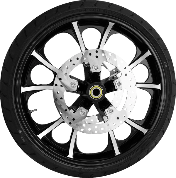 COASTAL MOTO Largo Front Wheel - Black Cut (21") | Rotors (11.8") | Dunlop Tire (130/60B21) PKG-LGO213BC-ABST