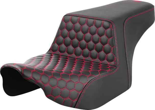 SADDLEMEN Step-Up Seat - Front Honeycomb - Red Stitching - FL '23-'24 823-07-17704