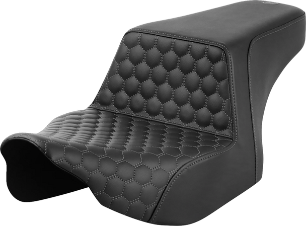 SADDLEMEN Step-Up Seat - Front Honeycomb - Gray Stitching - FL '23-'24 823-07-17702