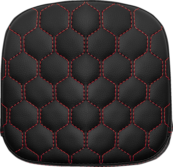 SADDLEMEN Sissy Bar Pad - Honeycomb - Red Stitching 040749RED