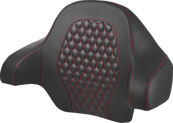 SADDLEMEN Tour Pack Backrest Pad - Honeycomb - Red Stitching - FL '14-'24 814-07-15104