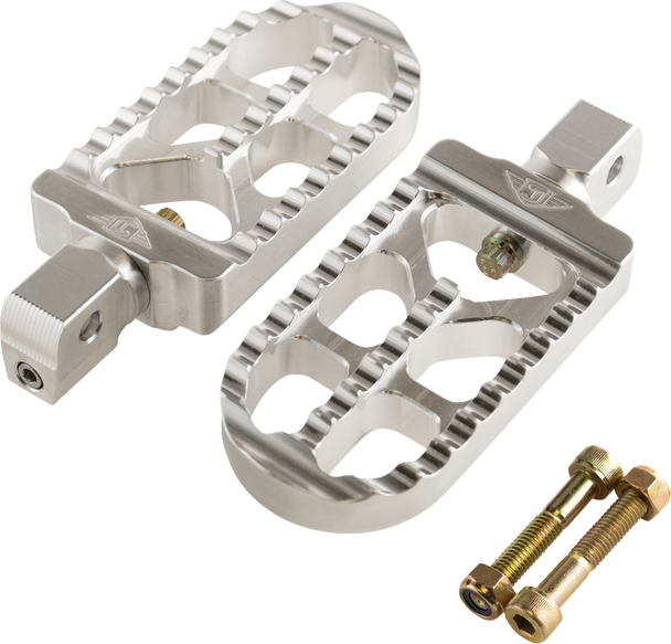 JOKER MACHINE Serrated Footpegs - Silver- Long 08-56-8