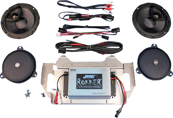 J & M 200 W 2-Channel Amplifier/Speaker Kit - '14-'23 FLHX/FLHTK/FLHCUTG RKT6-200HC14