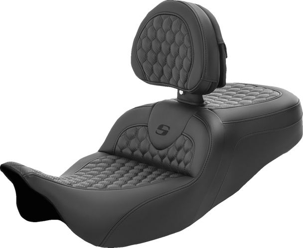 SADDLEMEN RoadSofa* Seat - Honeycomb - with Backrest - FL '08-'23 808-07B-189BR