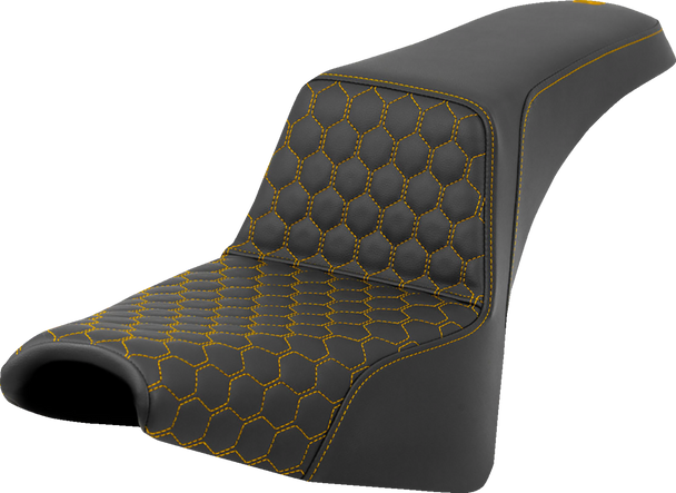 SADDLEMEN Step-Up Seat - Honeycomb - Gold Stitching - FXBB/FXST '18-'24 818-30-17707