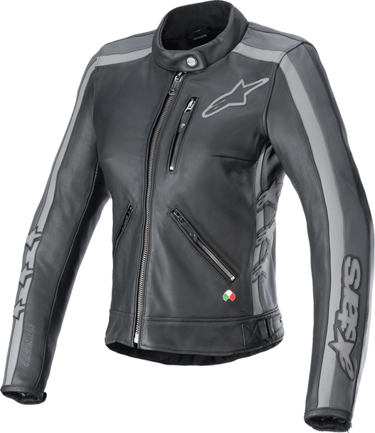 ALPINESTARS Stella Dyno Leather Jacket - Black Tar Gray/Dark Gray - Medium 3113924-1296-M