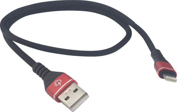 RIDEPOWER Male USB to Male Lightning Cable - Phone - Charger - 18" - Black/Red RPUSBLHT18