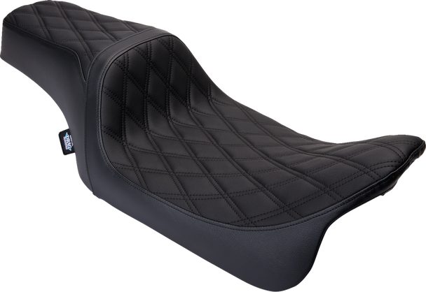 DRAG SPECIALTIES Predator 1Up Seat - Vinyl - Double Diamond Black Stitch - FLH '08-'23 0801-1483 DRAG SPECIALTIES Predator 1Up Seat - Vinyl - Double Diamond Black Stitch - FLH '08-'23 0801-1483