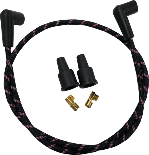  DRAG SPECIALTIES Plug Wires - Braided - Black/Pink 40170 