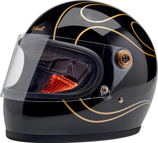  BILTWELL Gringo S Helmet - Gloss Black Flames - Small 1003-567-502 