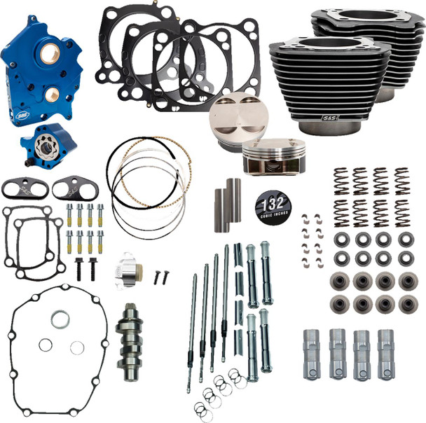  S&S CYCLE 132" Power Package Engine Performance Kit - Chain Drive - Oil Cooled - Highlighted Fins - M8 310-1237 