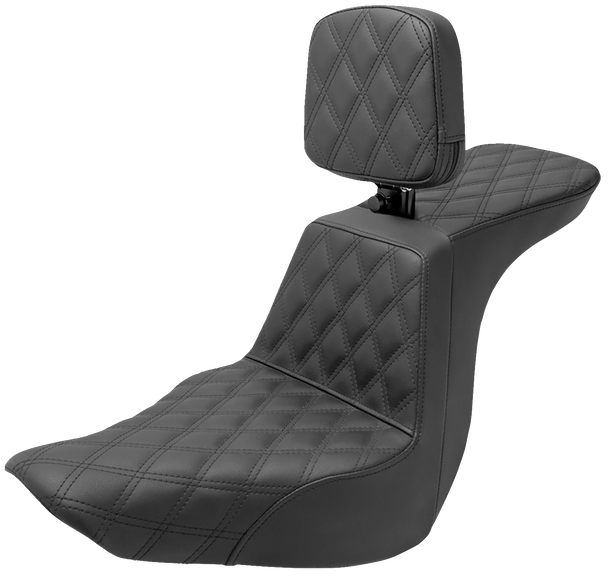 SADDLEMEN Tour Step-Up Seat - Rider Backrest - Full Latice Stitch - FLSB/FXLR '18-'23 818-29-195BR SADDLEMEN Tour Step-Up Seat - Rider Backrest - Full Latice Stitch - FLSB/FXLR '18-'23 818-29-195BR
