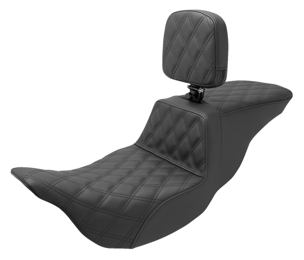 SADDLEMEN Tour Step-Up Seat - Rider Backrest - Full Lattice Stitch - FL '08-'23 808-07B-195BR