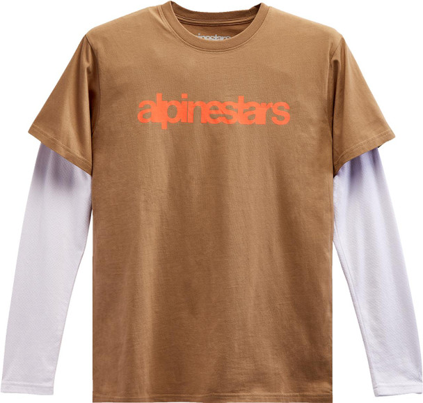  ALPINESTARS Stack Long-Sleeve T-Shirt - Sand/Warm Red - Medium 1213713002331M 