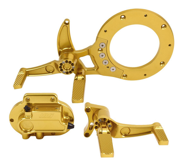  HAWG HALTERS Mid Control Conversion Kit - Gold - Knurled Pegs - FLH/FLT MCK-FH21GS-FK 