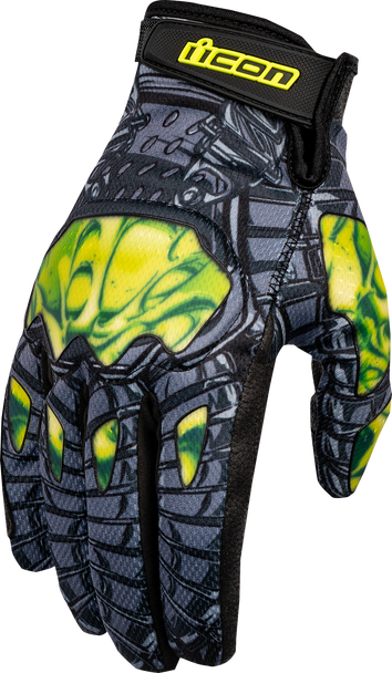 ICON Hooligan Outbreak* Gloves - Green - Medium 3301-4654