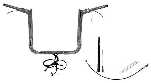 FAT BAGGERS INC. Fat Baggers Inc 14" Chrome Pointed Top Handlebar Kit for 2018-2020 Harley-Davidson Road King Special FLHRXS 809614 
