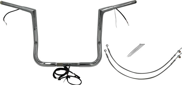 FAT BAGGERS INC. Fat Baggers Inc 14" Chrome Flat Top Handlebar Kit for 2007-2017 Harley Davidson Fat Boy FLSTF 701214 