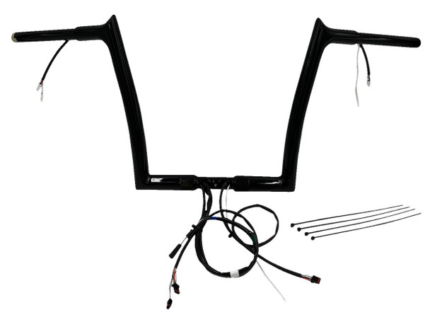 FAT BAGGERS INC. Fat Baggers Inc. 12" Pointed Top Handlebar Kit for 2008-2013 Harley Touring Black 907012-B 