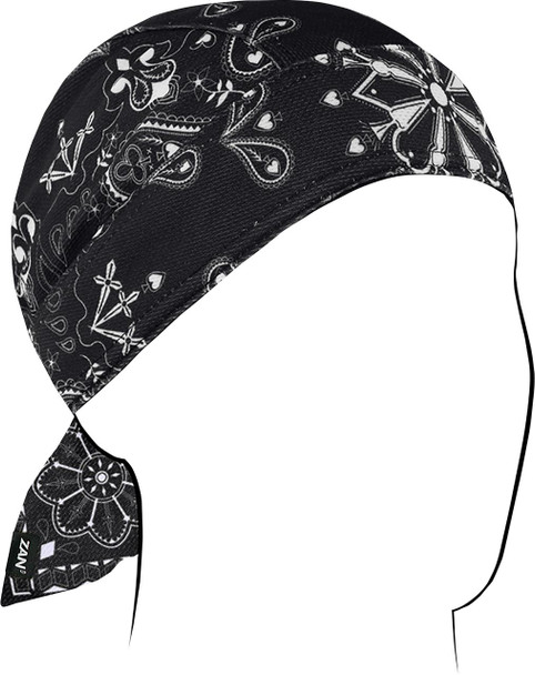  ZAN HEADGEAR Flydanna Micro-Mesh Polyester Headwrap - Black Paisley ZM001 