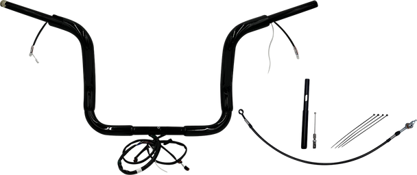 Fat Bagger Inc 12 inch Pointed Top Handlebar Kit Black for 2007-2017 Harley Davidson Road King FLHR 812412-B