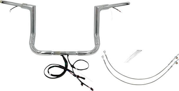 FAT BAGGERS INC. Fat Baggers Inc. 12" Chrome Flat Top Handlebar Kit for 2014-2020 Harley Touring 601212 