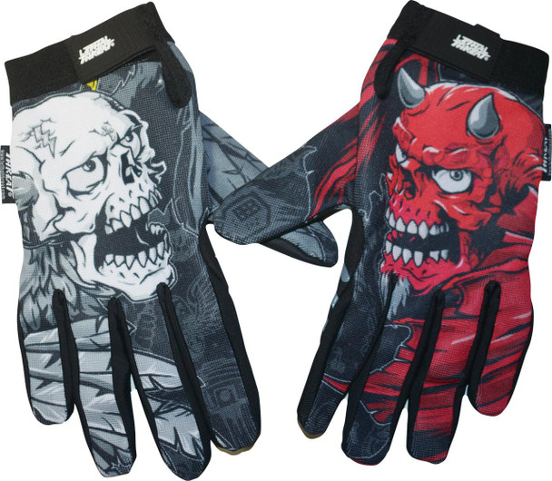  LETHAL THREAT Good N Evil Skulls Gloves - Black - Small GL15021S 