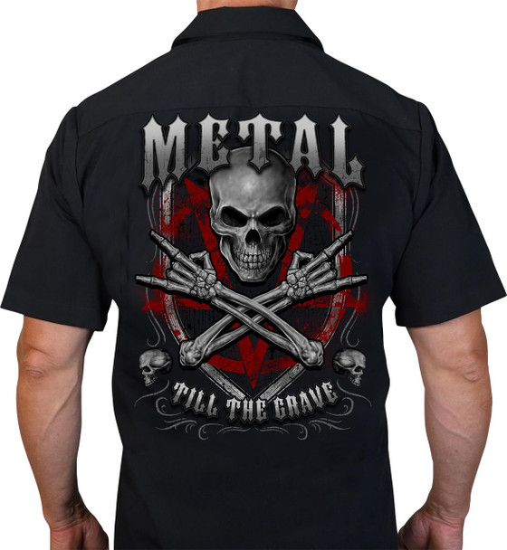 LETHAL THREAT Metal Till the Grave Shop Shirt - Black - Large DG60179L 