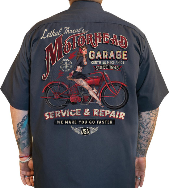  LETHAL THREAT Motorhead Garage Shop Shirt - Gray - 3XL DG60177XXXL 
