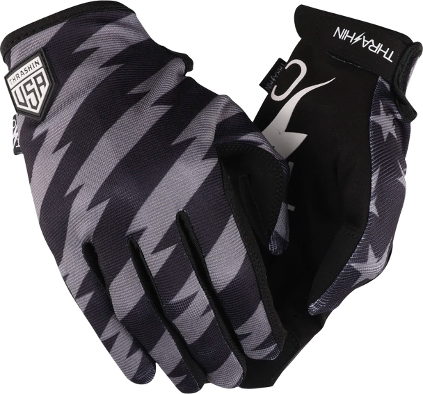 THRASHIN SUPPLY CO. Stars & Bolts Stealth Gloves - Black/Gray - Small SV1-13-08