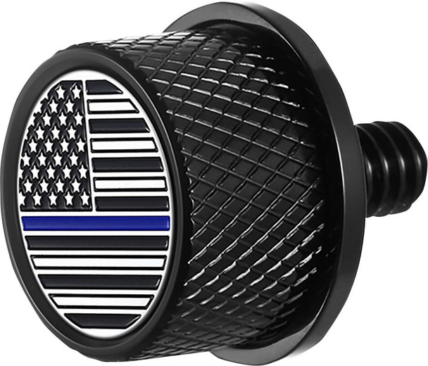  FIGURATI DESIGNS Seat Mounting Knob - Black - Blue Line American Flag FD71-SEAT KN-BK 