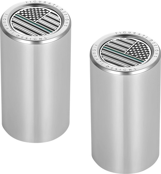  FIGURATI DESIGNS Docking Hardware Covers - American Flag - Green Line - Long - Stainless Steel FD72-DC-2545-SS 