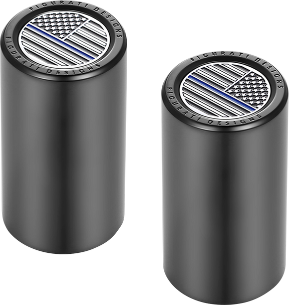 FIGURATI DESIGNS Docking Hardware Covers - American Flag - Blue Line - Long - Black FD71-DC-2545-BK