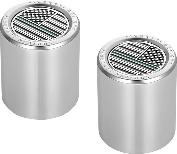  FIGURATI DESIGNS Docking Hardware Covers - American Flag - Green Line - Short - Stainless Steel FD72-DC-2530-SS 