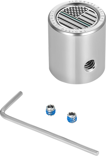 FIGURATI DESIGNS Heel-Toe Shifter Cover - Green Line American Flag - Stainless Steel FD72-HTSC-SS