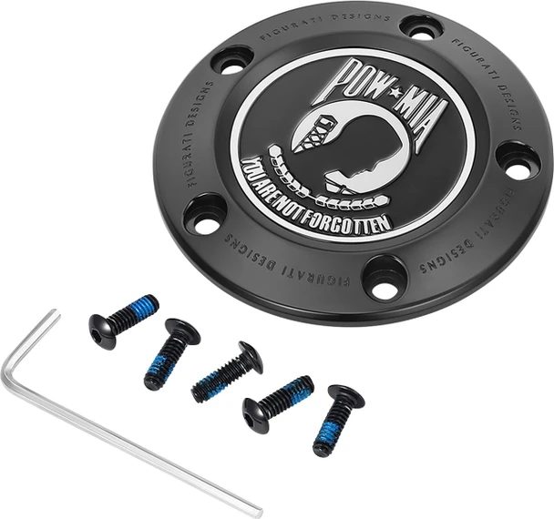  FIGURATI DESIGNS Timing Cover - 5 Hole - POW MIA - Black FD50-TC-5H-BLK 