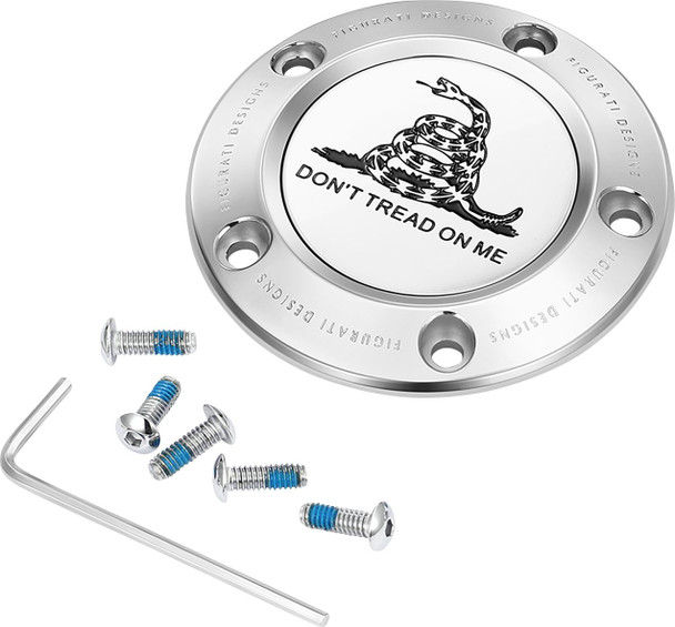  FIGURATI DESIGNS Timing Cover - 5 Hole - Don't Tread on Me - Stainless Steel FD40-TC-5H-SS 