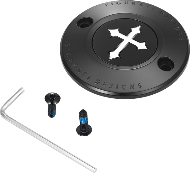 FIGURATI DESIGNS Timing Cover - 2 Hole - Cross - Black FD41-TC-2H-BLK