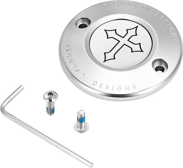  FIGURATI DESIGNS Timing Cover - 2 Hole - Cross - Stainless Steel FD41-TC-2H-SS 
