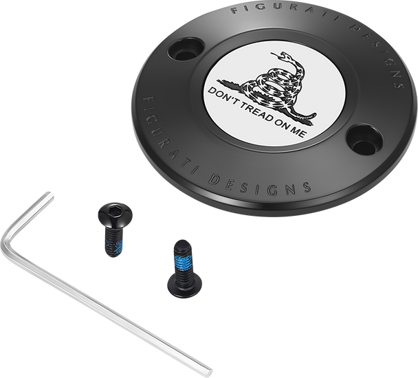 FIGURATI DESIGNS Timing Cover - 2 Hole - Don't Tread on Me - Black FD40-TC-2H-BLK