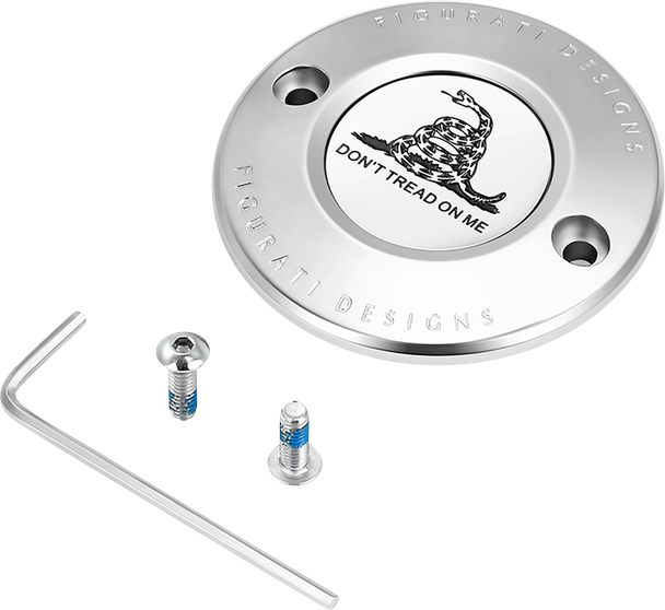FIGURATI DESIGNS Timing Cover - 2 Hole - Don't Tread on Me - Stainless Steel FD40-TC-2H-SS