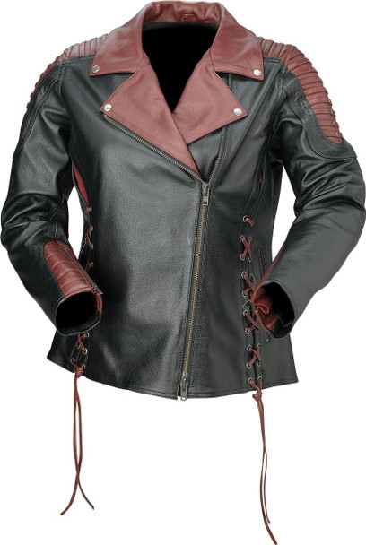  Z1R Women's Combiner Leather Jacket - Black/Red - Large 2813-1012 