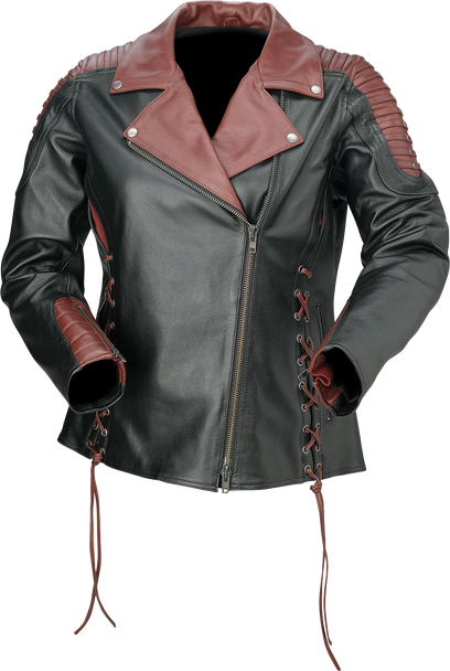Z1R Women's Combiner Leather Jacket - Black/Red - Medium 2813-1011