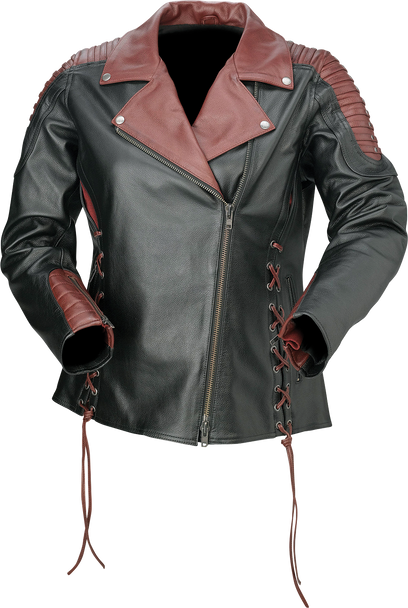 Z1R Women's Combiner Leather Jacket - Black/Red - 3W 2813-1016